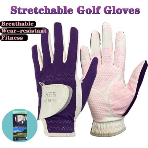 Golf Gloves Women Micro Soft Fiber Breathable Anti-slip Stretchable Left And Right Hand Sports Gloves Women Pack 1 Pair