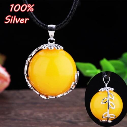 100% 925 Sterling Silver Fashion Amber Pendant Blank Base Accessories Fit 16/17/18/19/20/21/22/23/24/25mm Bead Jewelry Making