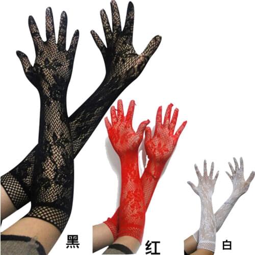 Sexy lace gloves 2020 hot sale wholesale womens summer sunscreen thin long UV blocking gloves black Lace Gloves 3 colors