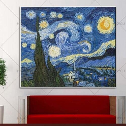 TOP!! Artist Handmade High Quality Reproduction Vincent Van Gogh Oil Painting The Starry Night Oil Painting On Canvas For Decor