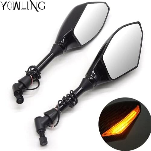 Carbon 8MM 10MM Motorcycle LED Turn Signal Light Rearview Mirrors For Honda PCX 150 CB919 CB1000R CBR600 F4/F4I z900 EX-300