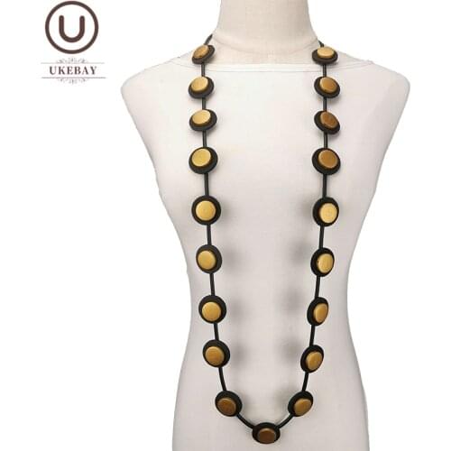 UKEBAY New Luxury Pendant Necklaces Women Gold Color Long Necklaces 12 Colors Jewelry Gothic Sweater Chains Party Accessories