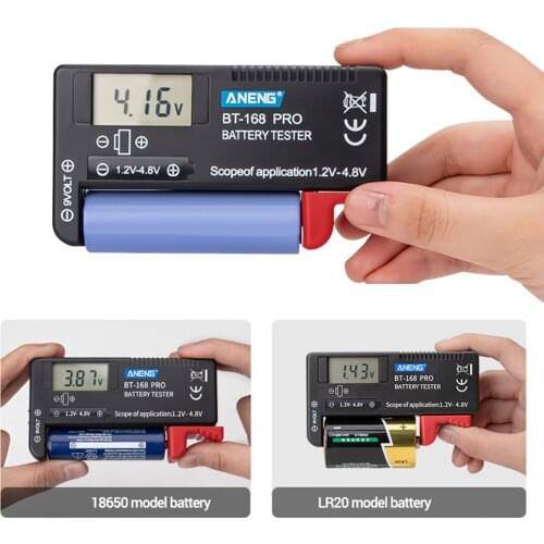 Universal Battery Tester Electronic Battery Volt Checker AA AAA 9V Button Multiple Size Battery Tester Voltage Meter Tools