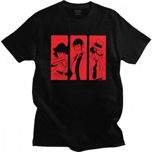 Gorgeous Men T Shirt Lupin The Third Short Sleeve Pure Cotton Tee Tops Print Fujiko Mine Daisuke Jigen Arsene Lupin T-shirt