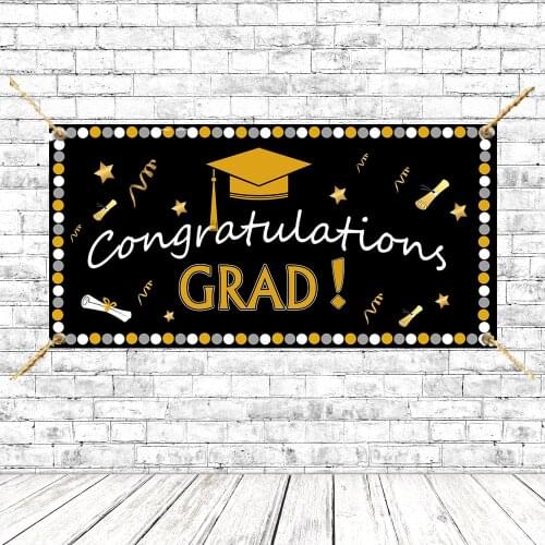 Graduation Banner Congratulations GRAD Background Graduation Party Celebration Signs Banners Backdrop Cheap Poster With Grommets