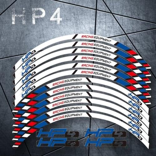 High quality Motorcycle front and rear 12 X Thick Edge decals Tire Outer rim stripes Reflective stickers FIT BMW HP4 HR6 17