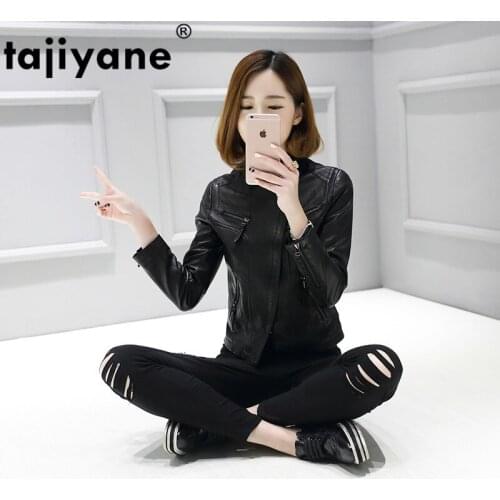 Leather Genuine Real Women Jacket Winter 100% Sheepskin Coat Streetwear Moto Korean Female Jackets Clothes 1502 WPY427