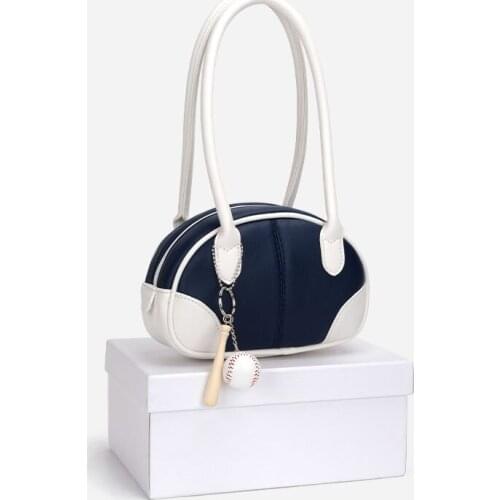 2021 Korean Women Famous Design New Style Young Girls Fashion Cute Contrast Color Bowling Shoulder Handbag Lady Small Phone Bag