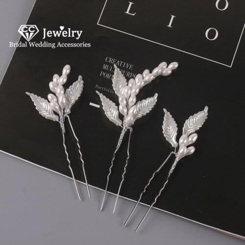 CC Hair Sticks Women Accessories Wedding Headdress Bridal Hairwear Engagement Jewelry Leaf Shape Hairpins 3 PCS Party Gift 8242