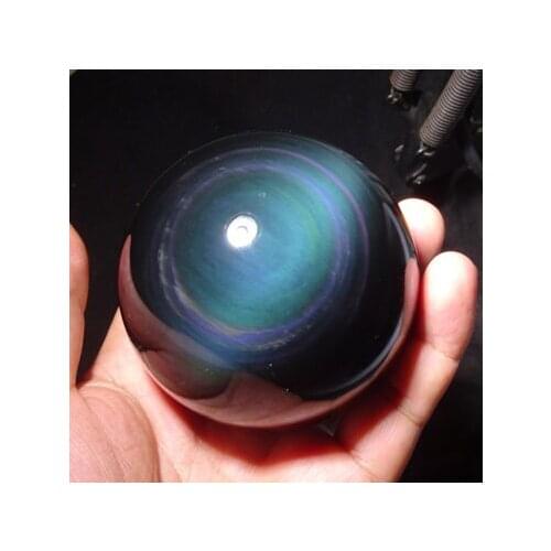 100% natural gift obsidian stone ice colour the cats eye ball to heal