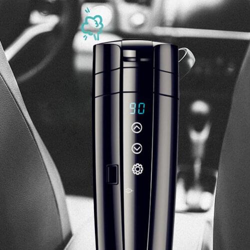 12V/ 24V Real-time Temperature Vehicle Heating Cup Waterproof Stainless Steel Car Kettle Water Heater Auto Mug Travel Kettle