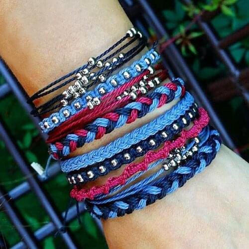 3Pcs/Set Fashion Braided Rope Bracelet Bohemian Style Bead Decor Wristband String Bracelet Jewelry Accessories
