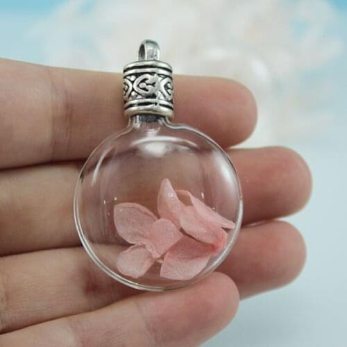 4PCS Hollow Round Glass Bulb Bottle with metal caps Wishing Bottle Pendant Diy Jewelry Finding