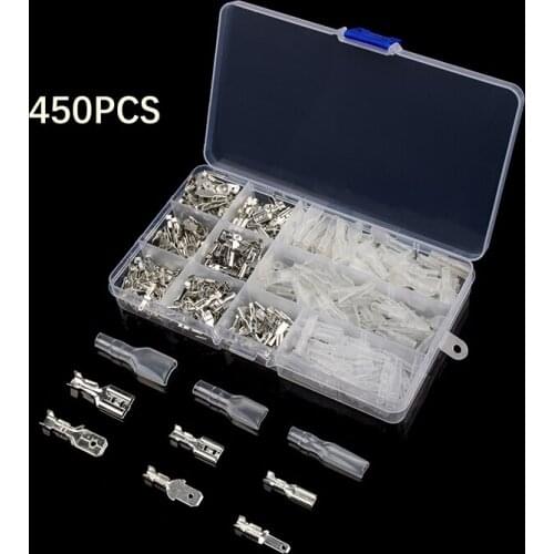 450Pcs 2.8/4.8/6.3mm Electrical Wire Connectors Terminals Crimp Terminal Connector Assortment Kit