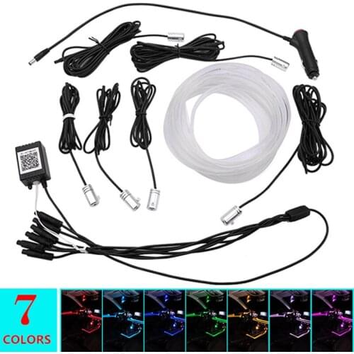 6/10M Car Neon Strip Light RGB LED Atmosphere Lights Decorative Door Car Interior Light APP/Remote Control 5 in 1/6 in 1 Sets