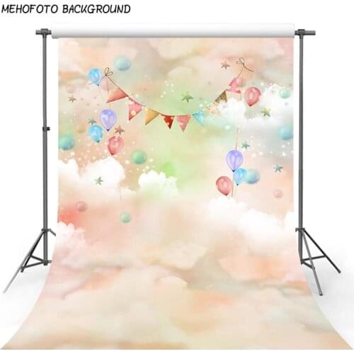 Watercolour Photography Backdrop Background Newborn 5x7 Pink Birthday Flags with Balloons Photo Studio Backdrops for Kids Custom