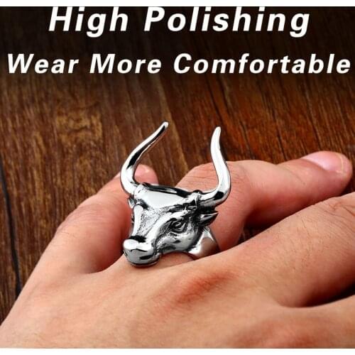 BEIER 316L Stainless Steel Rhinoceros Animal Rings Vintage Trendy Men Ring Fashion Jewelry Gift Dropshipping LLBR8-615R