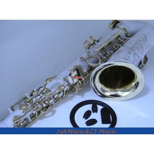 White Lacquer and Lacquer Gold Keys Alto Saxophone Sax High F# Abalone Shell Key With Case FREE LORICO ACCESSORY