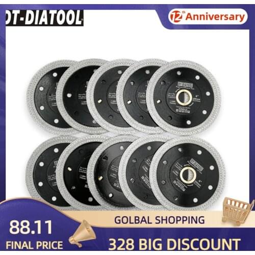 DT-DIATOOL 10pcs/pk Dia 105mm/4inch Premium Diamond Cutting Discs X Mesh Turbo Rim Segment Saw Blades For Ceramic Tile Marble