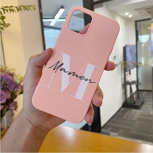 Custom Name Phone cCase For iPhone 11 12 X XR XS Max Brand New Original Liquid Silicone Cover Diy 7 8 Plus Initials Phone Case