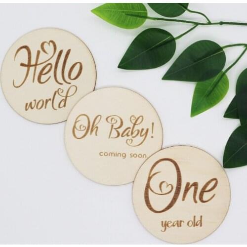 Baby Milestone Card Wooden Newborn Monthly Commemorative Card Photography Props Q1FE