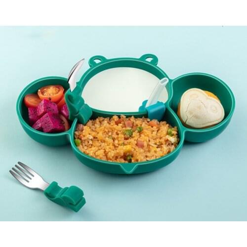 Childrens Dishes Baby Silicone Sucker Bowl Kids Smile Face Plate Tableware Set Smile Face Baby Tableware Set Kids Feeding Plate