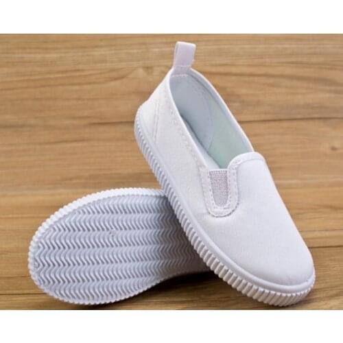 Children School Shoes Solid White Canvas Boys Loafers Girls Dance Shoe Student Uniform Footwear Menino Zapatos SandQ baby New