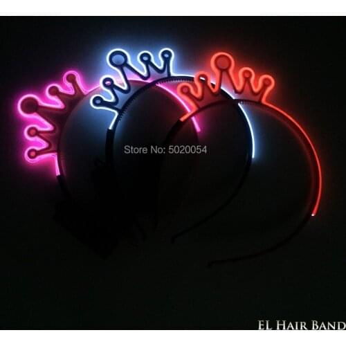 Kids Party Headdress Led Luminous Crown Hairband Lovely Glowing EL Cold Light Head Band Flashing Hair Hoop For Girls Women