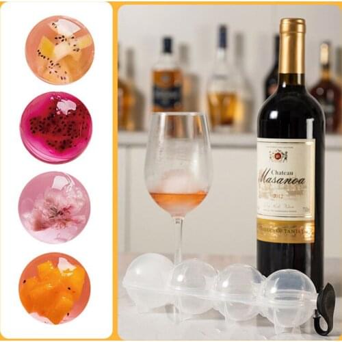 4 Cavity Ice Mould DIY Ice Cream Mold for Home Kitchen Tools Party Whiskeys Bar Accessories Big Size Round Ice Ball Maker Kettle