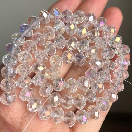 Faceted AB Glass Crystal Rondelle Beads Loose Spacer Beads For Jewelry Making DIY Bracelet Necklace 15'' Strands 4/6/8/10/12mm