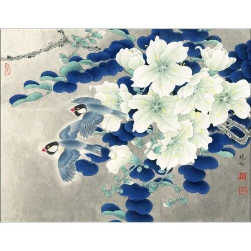 Chinese magpies bird white flower landscape oil painting canvas printings printed on canvas home wall art decoration picture
