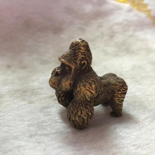 CHINA copper bronze fengshui wealth gorilla King Kong small Statue ornaments Metal crafts family decorations