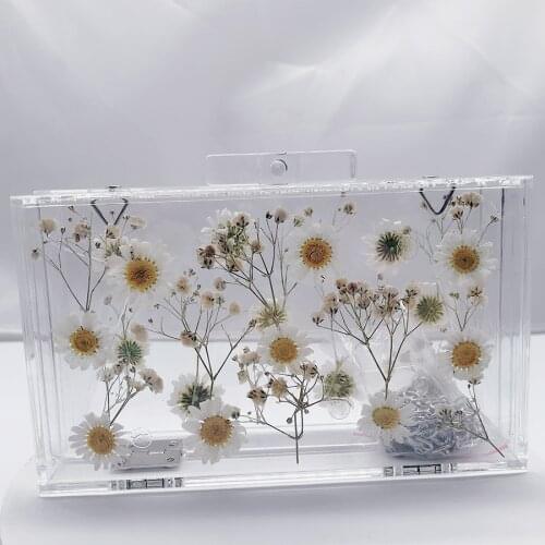 New Arrival Acrylic Flower Clutches Cross Body Purse Evening Bags Chain Strap For Wedding Prom Banquet Ideal Gift Lady handbag