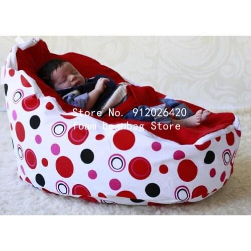 Red dots Customized Pattern Bean Bag Soft Baby Cozy Baby Sitting Chair Nursery Pillow Safe Baby Beanbag Chair Without Fill