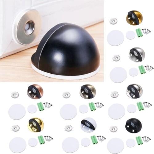 Magnetic Nail-free Floor Mounted Door Stopper Stainless Steel Non Punching Sticker Hidden Door Holders Home Improvement
