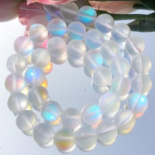 Matte White Austria Crystal Glass Stone Natural Loose Spacer Glitter Moon Stone Beads For Jewelry Making Diy Bracelet Necklace