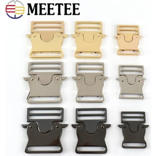 Meetee 2pcs 25/31/38mm Metal Release Buckles Bags Strap Lock Clasp DIY Luggage Webbing Hook Belt Buckle Hardware Bag Accessories