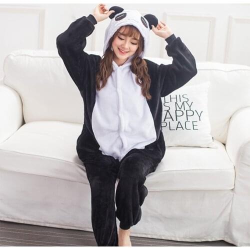 Fashion Panda Cartoon Design Animal Cosplay Pajamas Kids Boys Girls Flannel Sleepers Female Male Pijamas pyjamas Hooded Style