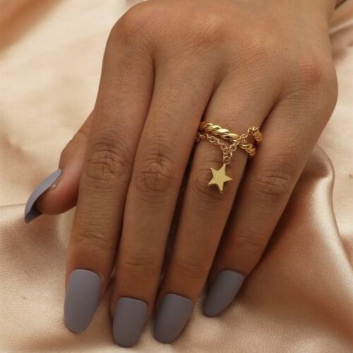 MOREDEAR 18KGP Fashion Adjustable Size Ring For Women Pendant Ring