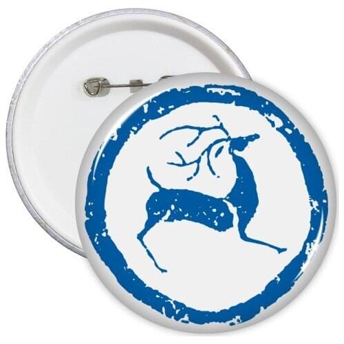 Cartoon Deer Animal Blue Round Pins Badge Button Clothing Decoration Gift 5pcs