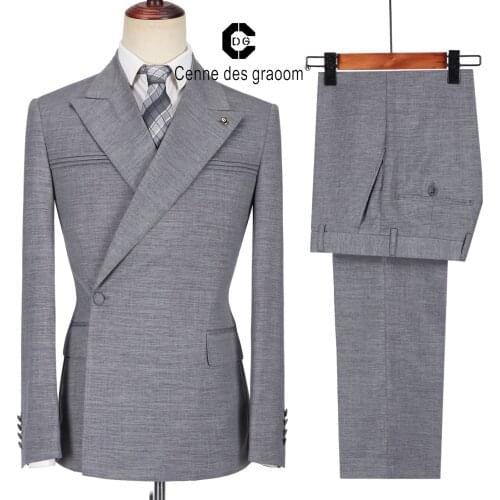 Cenne Des Graoom Mens Suits One Button Double Breasted Tailor-Made Blazers Pants Business Causal Party Singer Groom Wedding A12