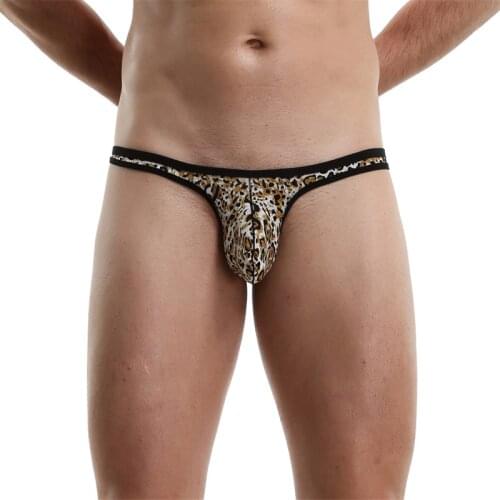 Mens Printed Thongs Light G Strings Low Rise Mini Brief Mens T-back Sexy Breathable Underwear