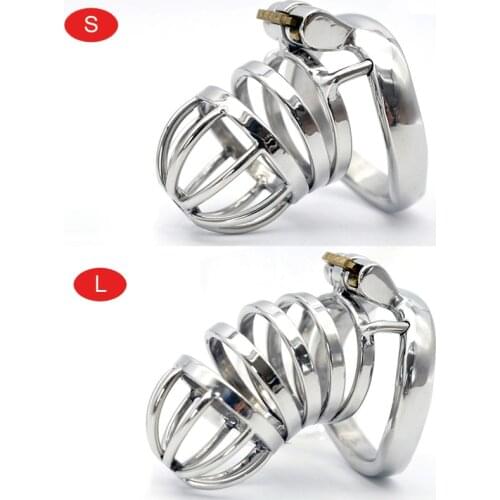 Male Stainless Steel Cock Cage Chastity Device with Cathete Bird Cage Stealth New Lock Chastity Cage Adult Belt Sex Toy A275