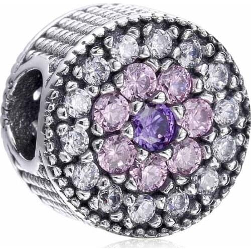 Original Dazzling Floral With Full Crystal Beads Fit 925 Sterling Silver Bead Charm Bracelet Bangle DIY Jewelry