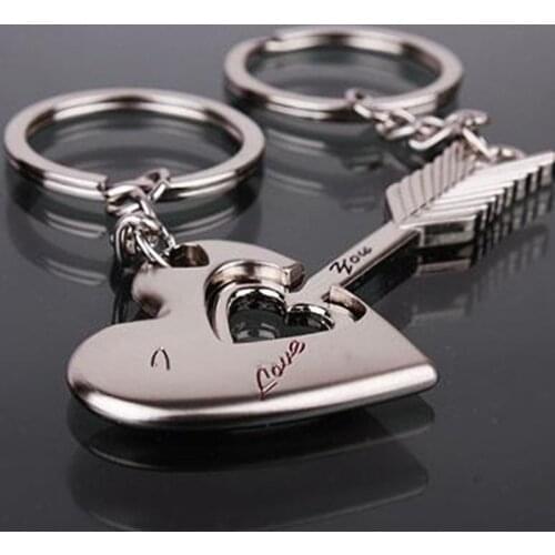 A Pair Car Styling Auto Keyring Heart Couple Souvenirs Keychain for LADA Mazda Renault Pontiac Peugeot Nissan LOTUS ISUZU Honda