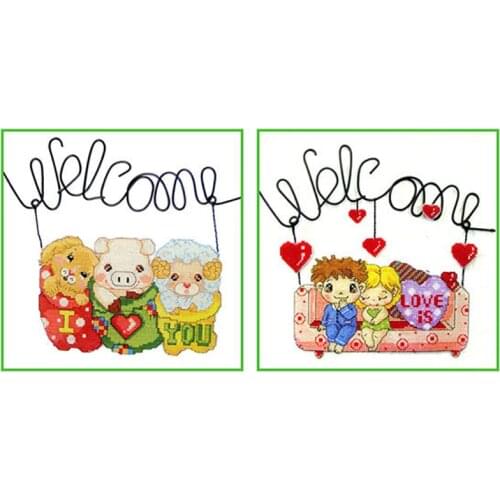 Plastic Cross Stitch Home Decoration Welcome COUNTED BANNER KIT 14 Count Embroidery Sets Love Family