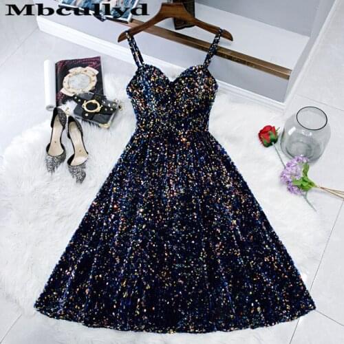 Mbcullyd Elegant Sequined Prom Dresses Short 2020 Knee Length Cheap Vestido De Festa For Women Plus Size Cocktail Party Gowns