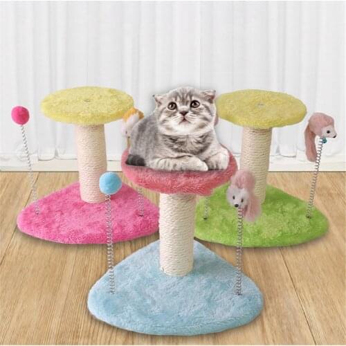 Plush Cat Climbing Frame Kitten Jumping Platform Post Tree Pet Scratching Platform Sisal Cat Scratcher Pole Grinding Claw Toys