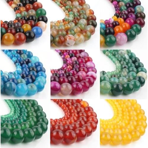 4/6/8/10/12mm Multicolor Stripe Agates Beads 37 Style Natural Onyx Stone Beads for Jewelry Making DIY Beaded Bracelet 15