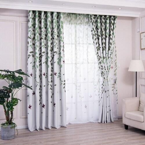 Rural Small Fresh Willow Curtains Tulle Blackout Curtains for Living Room Curtains Ror Bedroom Balcony Floor-to-ceiling Windows